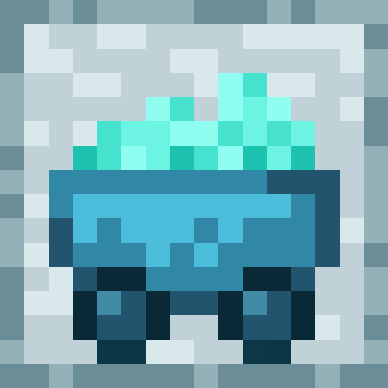 Pixelbild Minenwagen gefüllt mit Diamanten